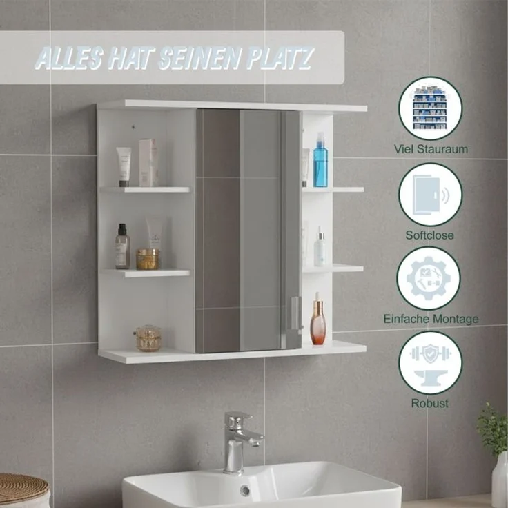 Relaxdays Spiegelschrank mit 8 Ablagen – Bild 3