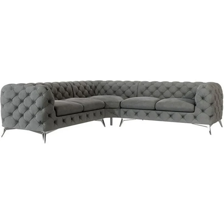 S-Style Möbel Ecksofa Chesterfield Kalina mit Silber Metall Füßen, mit Wellenfederung – Bild 4