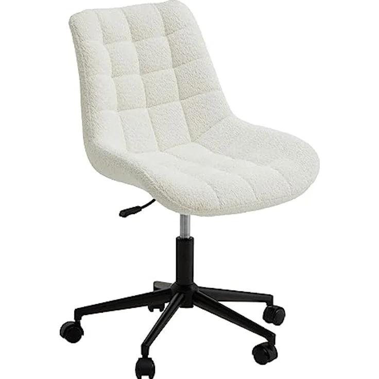 IDIMEX Drehstuhl Task, Weiß, höhenverstellbar, mit fünf Doppelrollen, Bouclé Stoff, modernes Design – Bild 1