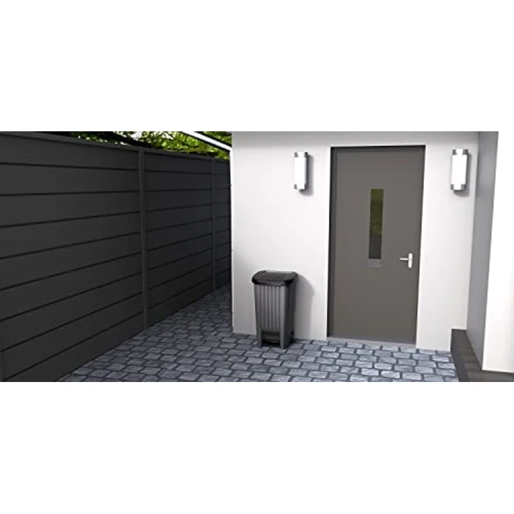 EDA Plastiques Mülleimer outdoor 90 l anthrazit/schwarz mit Pl und Rädern – Bild 4