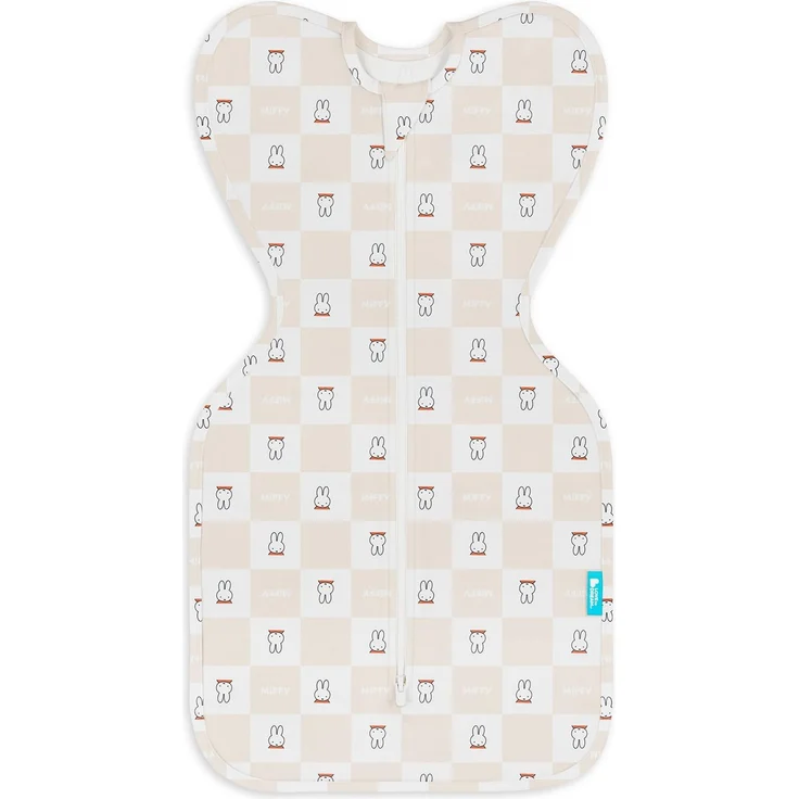 Love To Dream Swaddle UP Pucksack, 1.0 TOG Baumwolle, Birke Miffy Karomuster, Babyschlafsack für Neugeborene, Arms-Up Design für Selbstberuhigung, 2.2-3.8kg