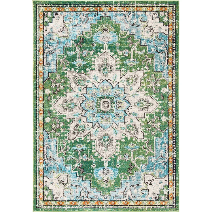 SAFAVIEH Boho Teppich für Wohnzimmer, Esszimmer, Schlafzimmer - Madison Collection, Kurzer Flor, Silber und Elfenbein, 91 X 152 cm