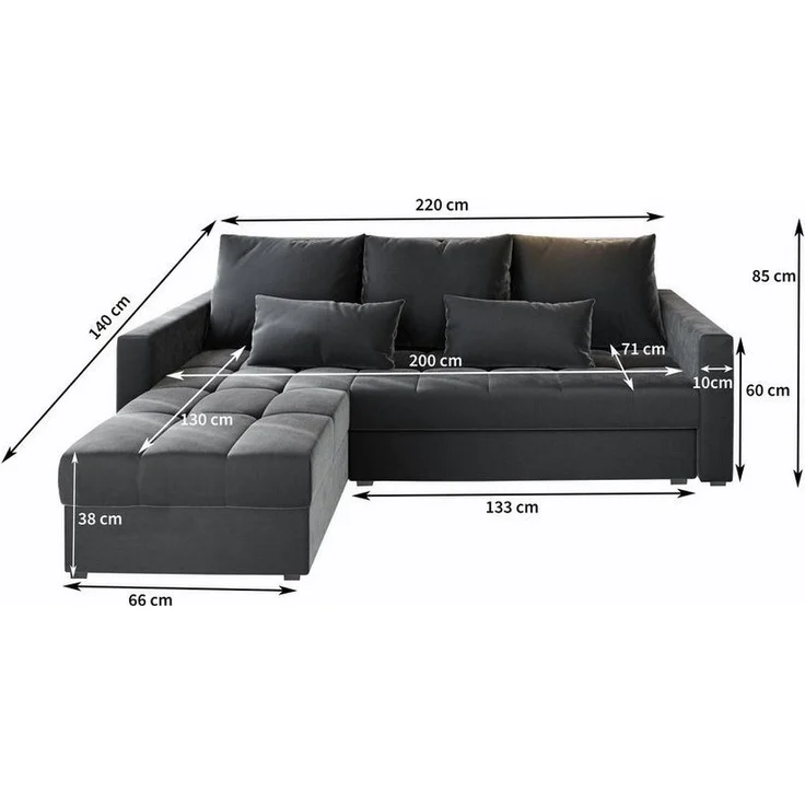 Masseno Ecksofa KOS PIK mit Schlaffunktion L-Form, Sofa mit Bettkasten – Bild 2