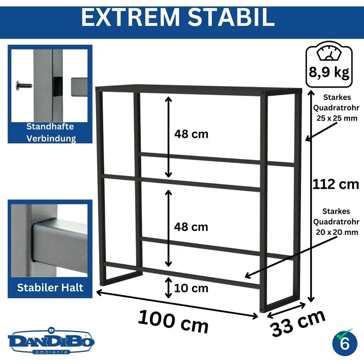 DanDiBo Getränkekistenregal 6 Kisten mit Ablage Metall Stabil 96435 100 cm Getränkeregal Kistenregal – Bild 2