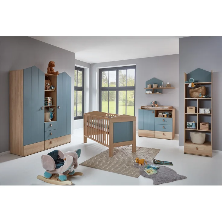 6-teiliges Babymöbel-Megaset »Roofy« mit 2-trg. Kleiderschrank, Salbei / Nagano Oak, Arthur Berndt – Bild 1