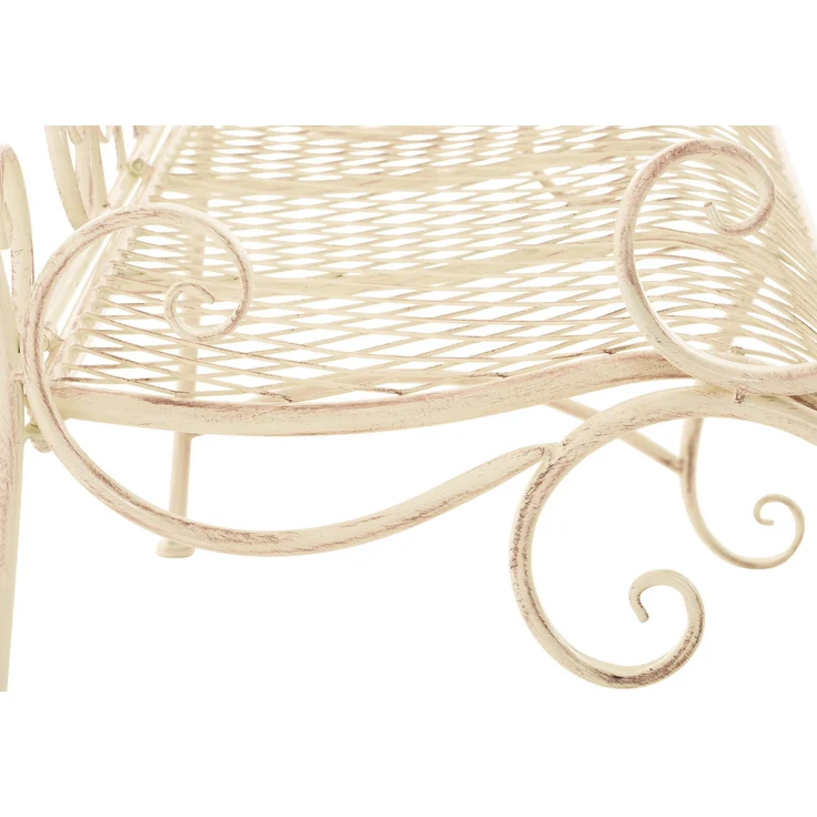 Gartenbank TODOR - Metall Beige 113x47x89 cm | Metallbank Garten 2 Seitzer Bank Terrasse Vintage Antik Gartenbank – Bild 5