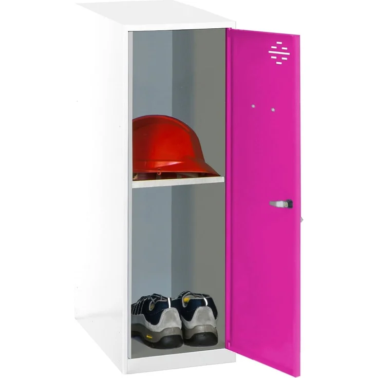 Simon Rack Simonlocker Kommode, klein, 915 x 300 x 500 mm, Amario aus Metall, inkl. Schlüssel, Weiß/Rosa