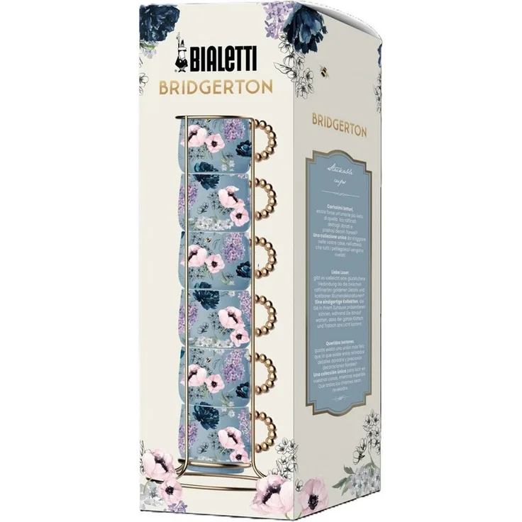 BIALETTI Espressotasse Mokkatasse Set 6 Tassen mit Ständer Bridgerton BRID003