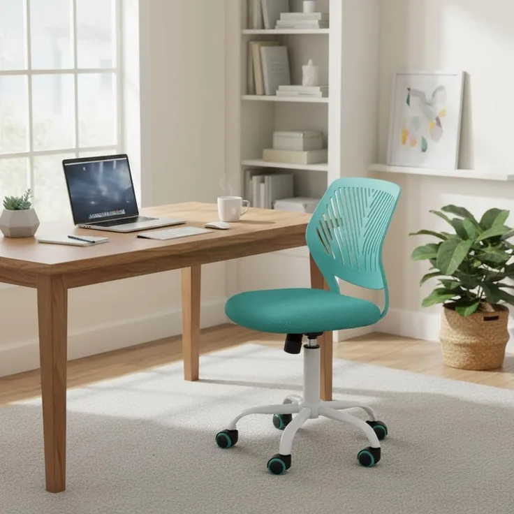 FurnitureR Bürohocker ergonomisch, höhenverstellbar, drehbar, ohne Armlehnen, Netzrückenlehne, Sitzfläche 38x40 cm, Rückenlehne 32cm, 130kg Tragkraft, Metallfuß mit Rollen, Grün