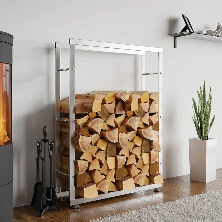CLP Kaminholzständer Keri V2 Edelstahl,edelstahl 25x100x125 cm – Bild 3