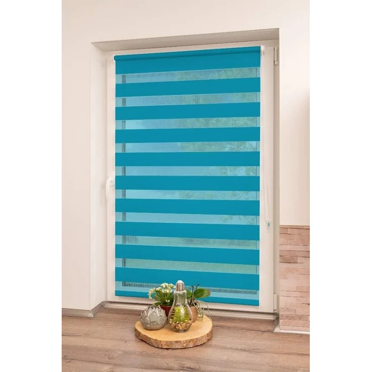 K-Home Klemmfix Doppelrollo Madrid ohne Bohren Petrol 45x150 cm (B x L) – Bild 1