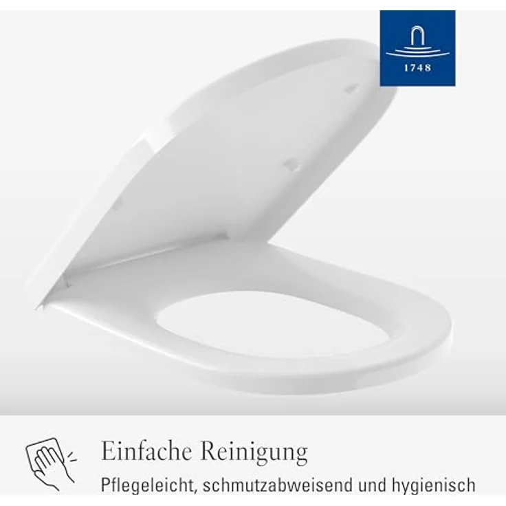 Villeroy & Boch Subway 2.0 WC-Sitz - Toilettendeckel mit Absenkautomatik - Abnehmbarer, bruchsicherer Toilettensitz aus Duroplast - Original Ersatzteil - Klodeckel in D-Form - Weiß Alpin, glänzend – Bild 6