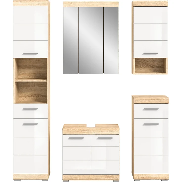 Badezimmer-Set >Lambada< in sonoma eiche hell/weiß - 164x191x34cm (BxHxT) – Bild 2