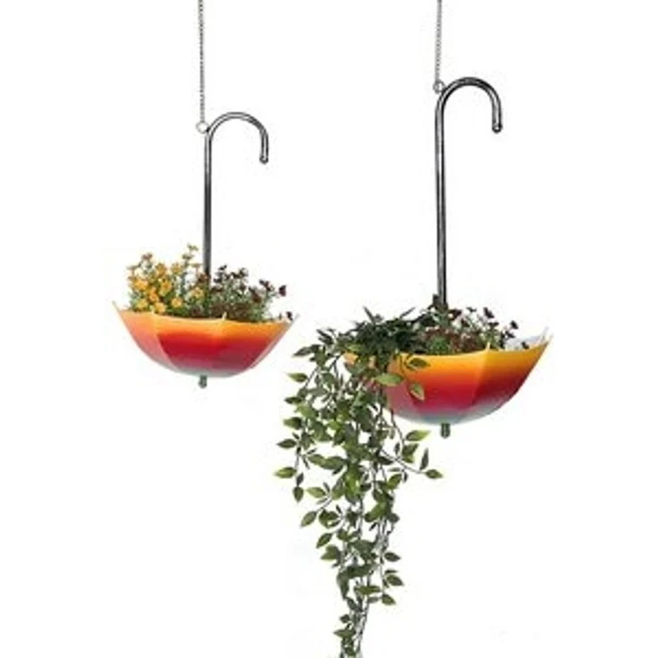 DanDiBo Blumenampel Metall Hängeampel mit Topf Innen Außen Regenschirm Hängepflanzen 2er Set 96258 Pflanzenhänger Blumenhänger Topfhänger Blumen – Bild 6