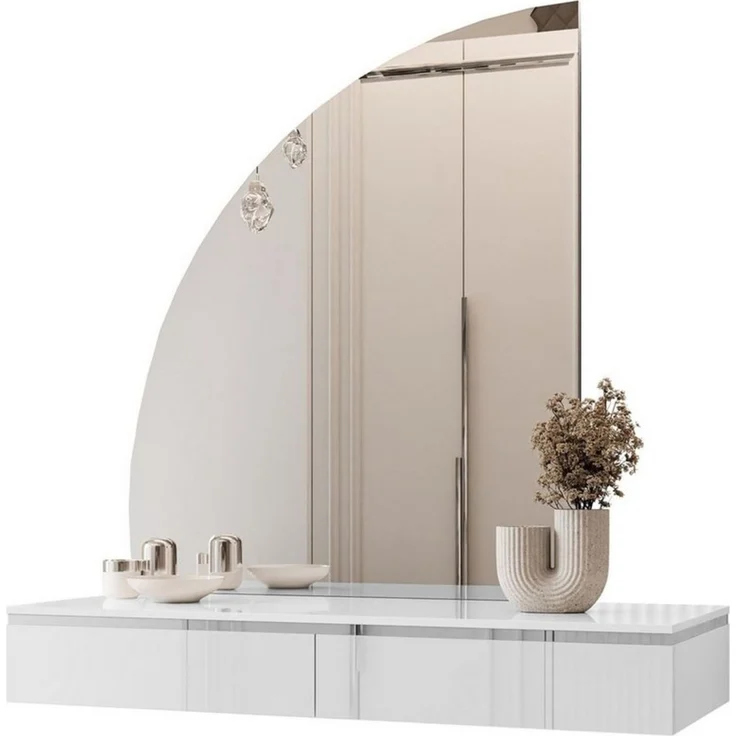 Lookway Schminktisch AURORA-Q SILVER Hängender Schminktisch mit Spiegel (1x Konsole und 1x Spiegl), Breite: 102 cm – Bild 1