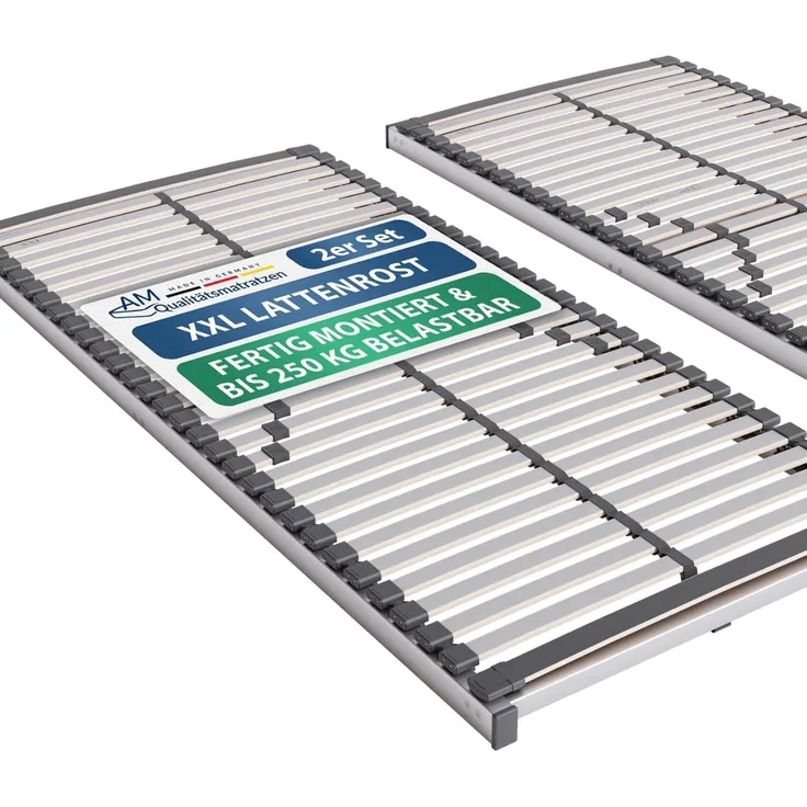 2x Stabiler Lattenrost 100x210 cm starr - bis 240 kg belastbar – XXL Lattenrost 100x210 cm Doppelpack - fertig montiert - 44 Leisten – Lattenrost Set - Auch bei Übergewicht geeignet