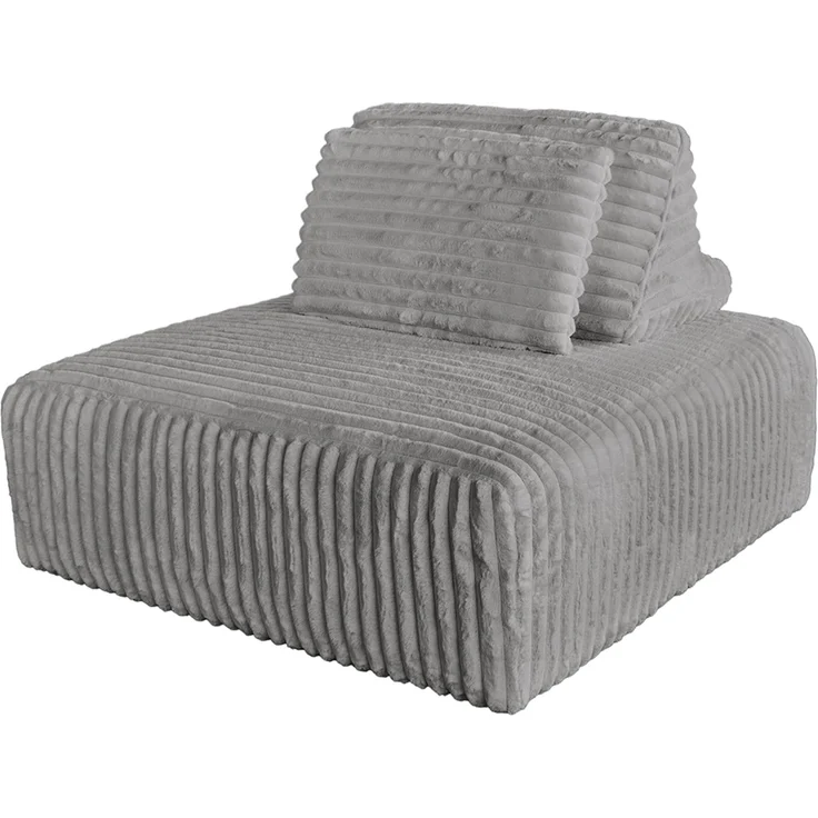 KAWOLA Hocker WIOLO SOFT Polsterhocker mit Rückenkissen Weicher Breitcord grau 84 x 111 x 111 cm – Bild 3