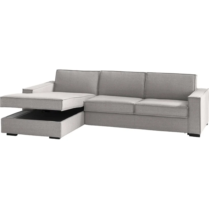 Dmora Sofa mit Halbinsel Sodalite, Ecksofa mit Sinistra-Stauraum-Halbinsel, schmale Armlehnen, 100 % Made in Italy, 260 x 95 x 90 cm, Grau – Bild 6