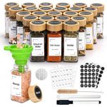 24er Set Gewürzgläser mit Bambusdeckel und Trichter - 120 ml - Spice Jars