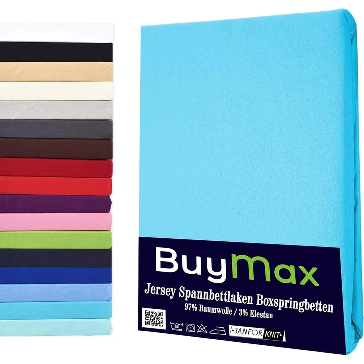 Buymax Spannbettlaken Wasserbett Spannbettlaken für Boxspringbetten Matratzen bis 35 cm Höhe, Jersey, Gummizug: Rundumgummi, (1 Stück), Spannbetttuch 97% Baumwolle, 3% Elasthan, atmungsaktiv, 40 cm Steghöhe