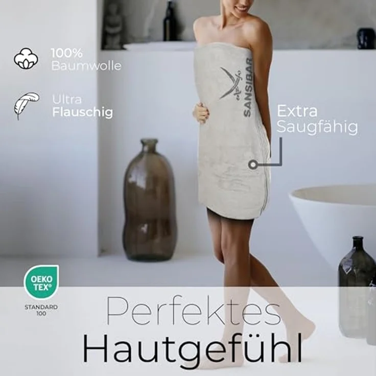 Sansibar Sylt Duschtuch Badetuch Saunatuch Frottier-Serie "Doubleface“, 80x150 cm, mit hochwertig gewebtem Sansibar Logo – Bild 2