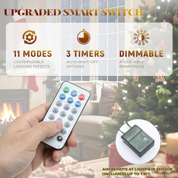 YITAHOME 140cm künstlicher Weihnachtsbaum »Scotch Pine« mit Fernbedienung – vorgeleuchteter Baum mit Zapfen, Nadeln und warmweißer/mehrfarbiger LED-Farbwechselbeleuchtung für Wohnzimmer & Büro – Bild 11