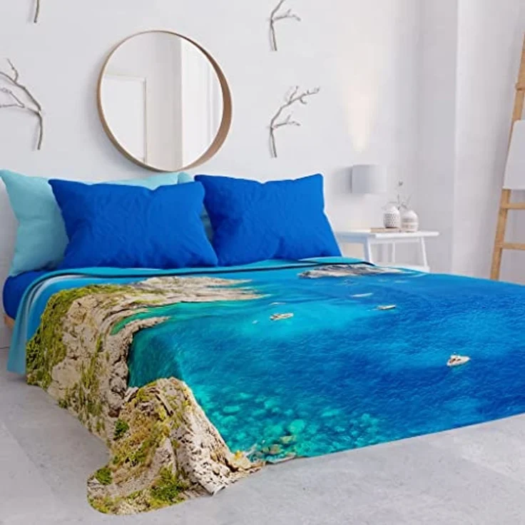 PETTI Artigiani Italiani - Sofaüberwurf aus Mikrofaser, 260x270 cm, Marine-Muster 03 | Mehrzweck-Überwurf für Sofas, Tagesdecke und Tischdecken | Schutzüberwurf waschbar – Bild 2