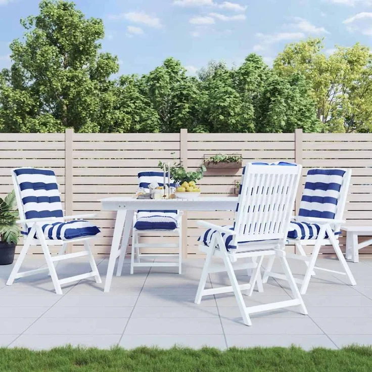 vidaXL Outdoor-Kissen 4 stk. Stoff Blau-weiß gestreift 100 x 50 x 7 cm 377717 – Bild 1