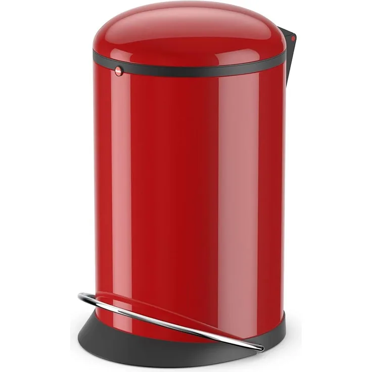 Hailo Treteimer Harmony M, Abfalleimer, Mülleimer, Stahlblech, Rot, 12 L, 0515-040