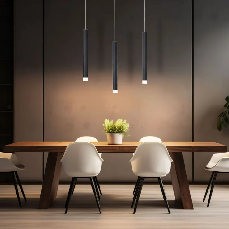LED Hängeleuchte, Metall, schwarz, warmweiß, H 120 cm – Bild 5