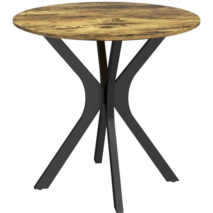HOMCOM Esstisch mit Spider-Stahlgestell (Esszimmertisch, 1-St, Runder Küchentisch), für 2 Personen, Ø78 x 75 cm, Rustikales Braun – Bild 2