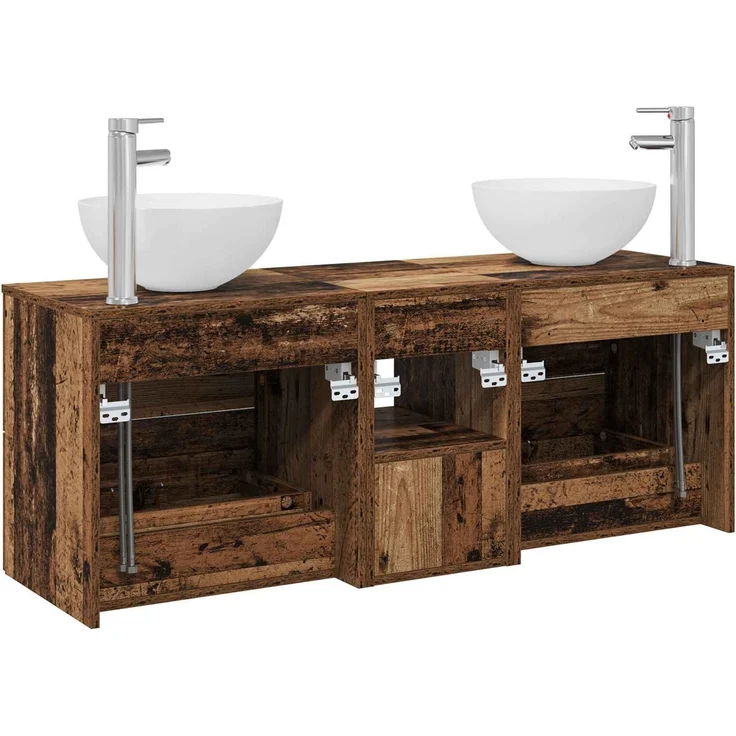 vidaXL Badezimmerschrank-Set 3 stk. Altholz 129 x 35 x 80 cm 3405793 – Bild 8