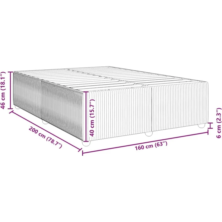 vidaXL Bettgestell Blau 160x200 cm Samt 3285022 – Bild 9