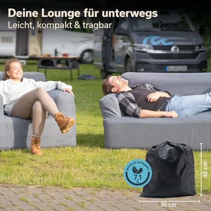 Skandika Luftsofa Easy Air Premium, Aufblasbares Sofa für 2 Personen, inkl. Elektropumpe, abnehmbarer Bezug waschbar, 200 kg belastbar, Oxford-Gewebe – Bild 7