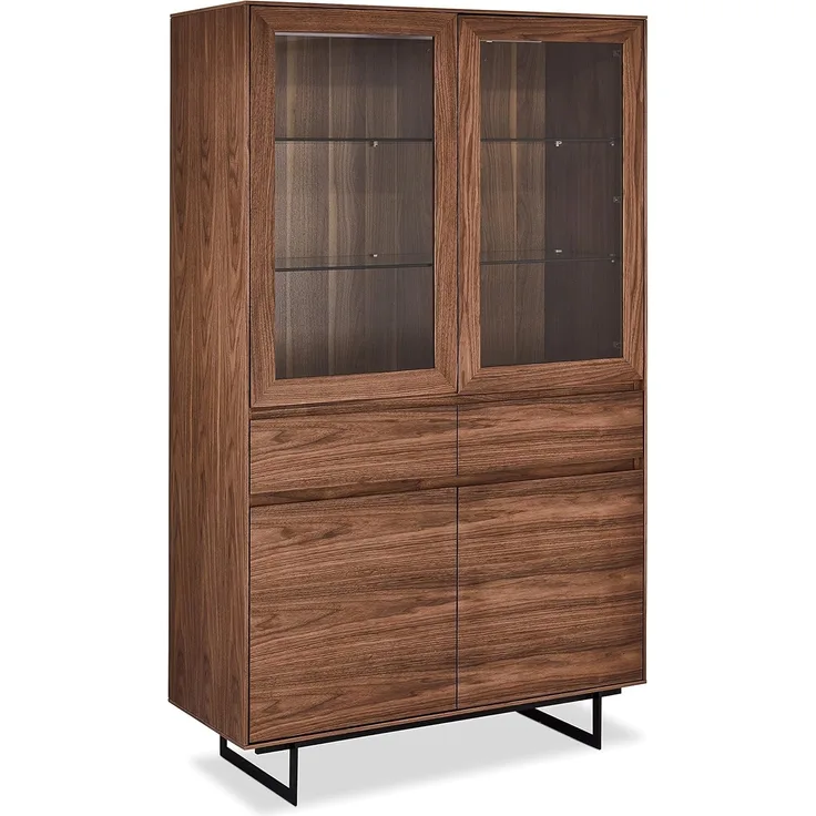 Tokyo Vitrine mit LED-Beleuchtung - 110 cm breit - Amerikanische Walnuss