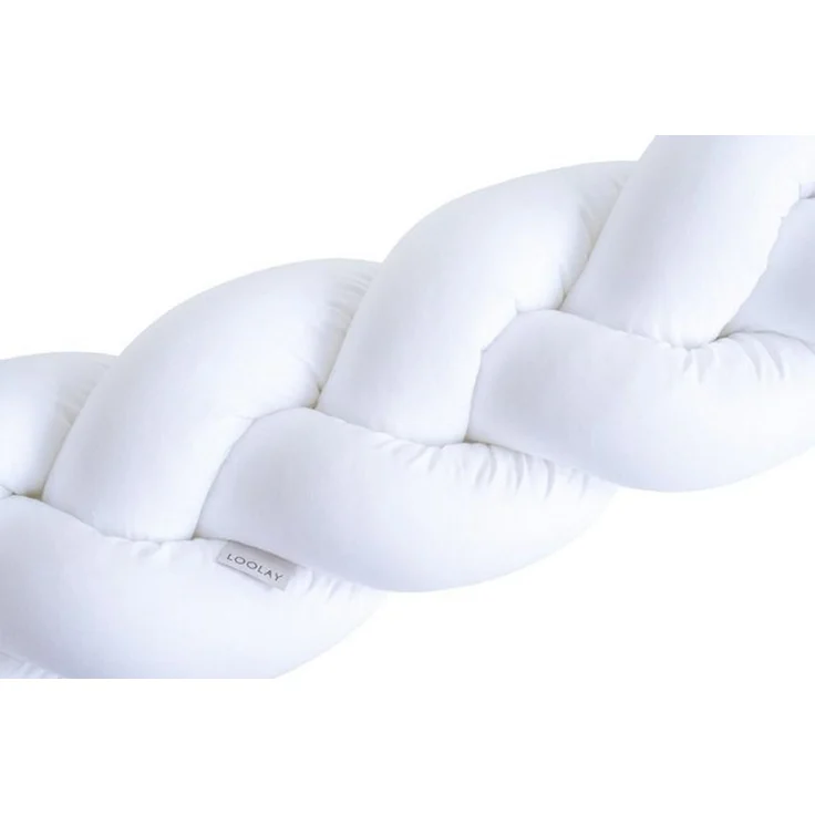 Loolay Nestchenschlange Geflochtenes Kissen Zierkissen Dekokissen Bettumrandung 100% WEIß, (Zugluftstopper Zugluft Schlange Wickeltischumrandung Babybett Kinderzimmer Schutz, Wohndeko Bettschlange 100 150 200 300 400 cm & Länge auf Anfrage), Zugluftsto... – Bild 1