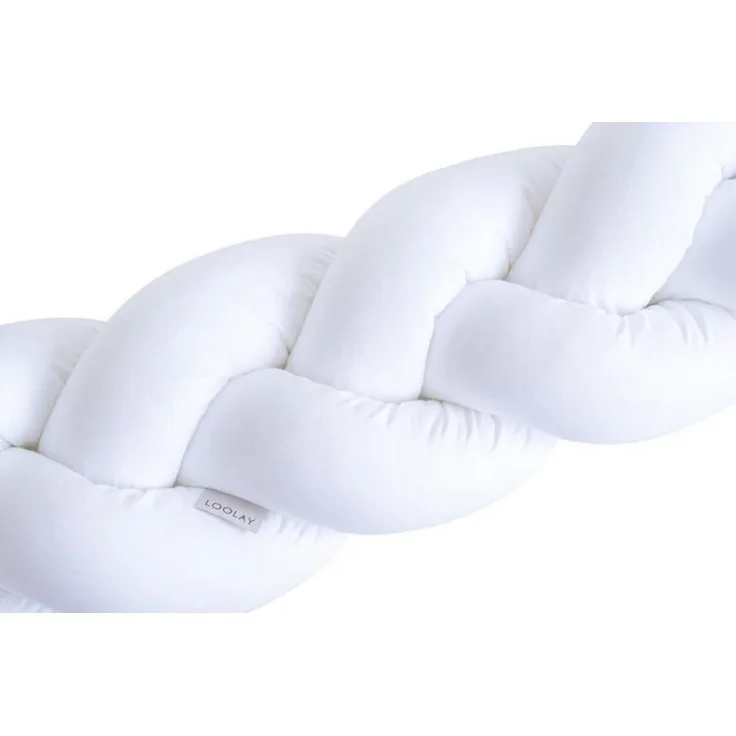 Loolay Nestchenschlange Geflochtenes Kissen Zierkissen Dekokissen Bettumrandung 100% WEIß, (Zugluftstopper Zugluft Schlange Wickeltischumrandung Babybett Kinderzimmer Schutz, Wohndeko Bettschlange 100 150 200 300 400 cm & Länge auf Anfrage), Zugluftsto...