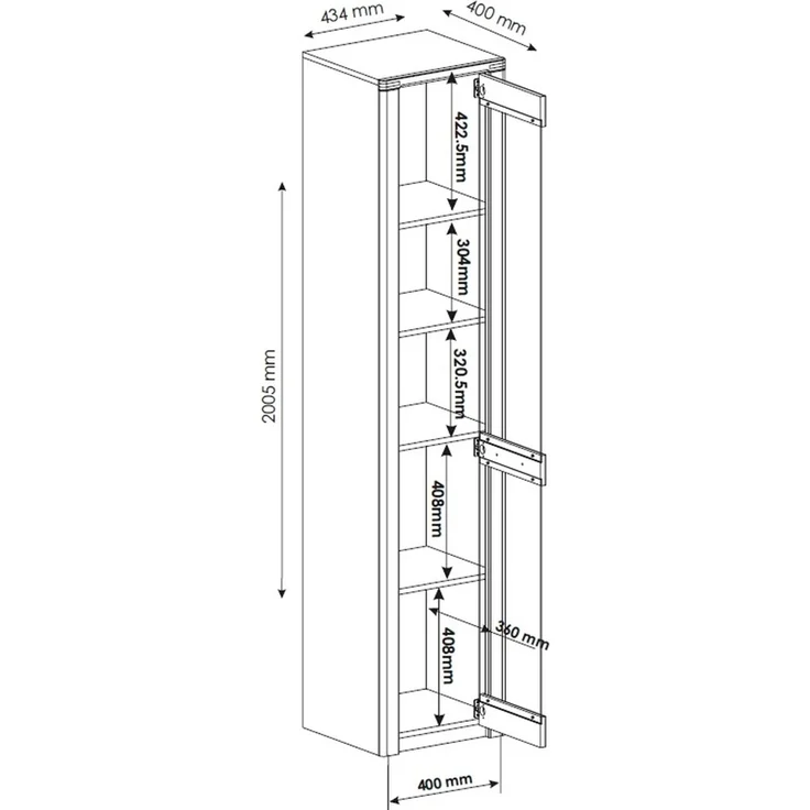 Standvitrine >Nature One< 1 Tür, mit LED, FSC, Kernbuche teilmassiv - 43x203x40cm (B/H/T) – Bild 5