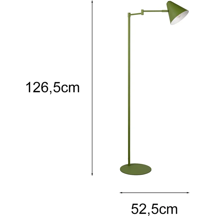 Kleine LED Stehleuchte mit Schwenkarm aus Metall Grün, Höhe 126,5cm – Bild 3