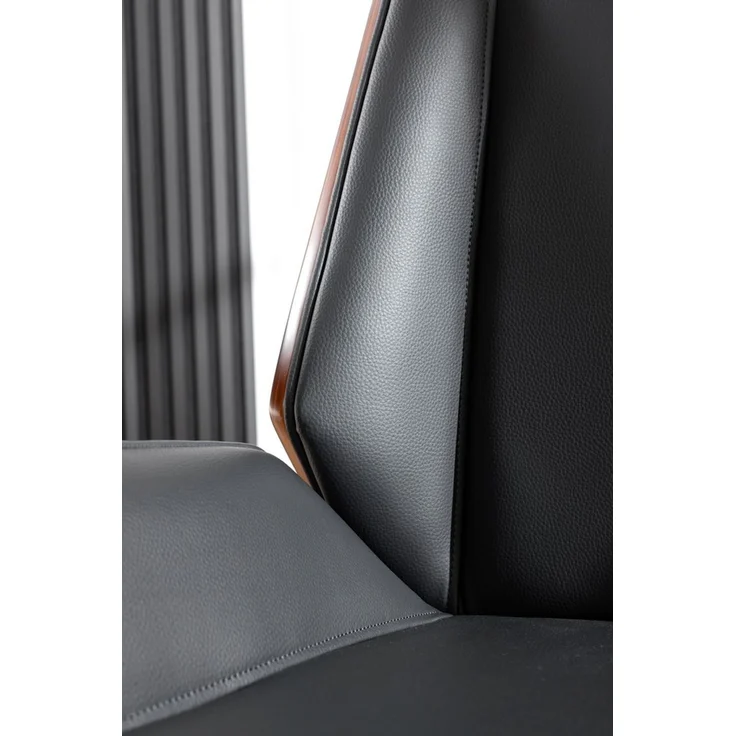 Office Chair mit Walnussholz, ca. 56 x 65 x 110–118 cm – Schwarz – Bild 7