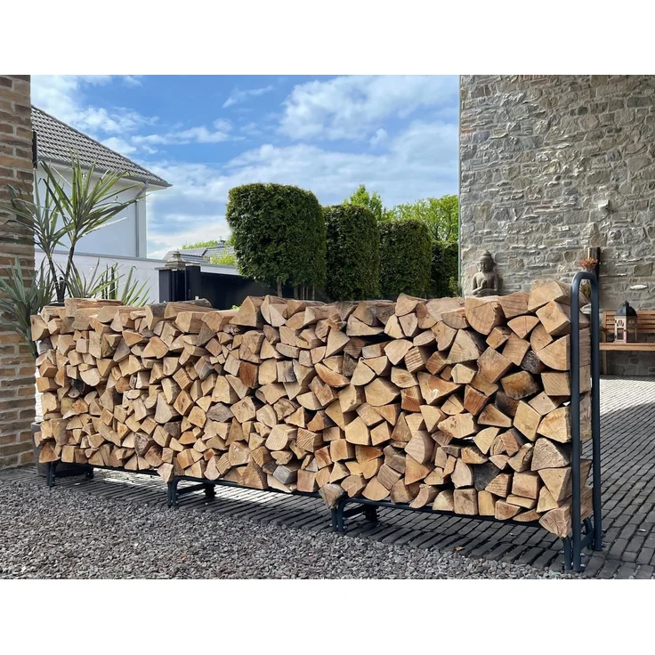 Quick Star Kaminholzregal Metall Kaminholzregale Außen 272 x 95 cm Mit / Ohne Schutzhülle, BxTxH:272x25x95 cm, (1x Kaminholzregal und 1x Schutzhülle), Einzelelement (94cm), 2er (183cm) oder 3er Element 272cm – Bild 2