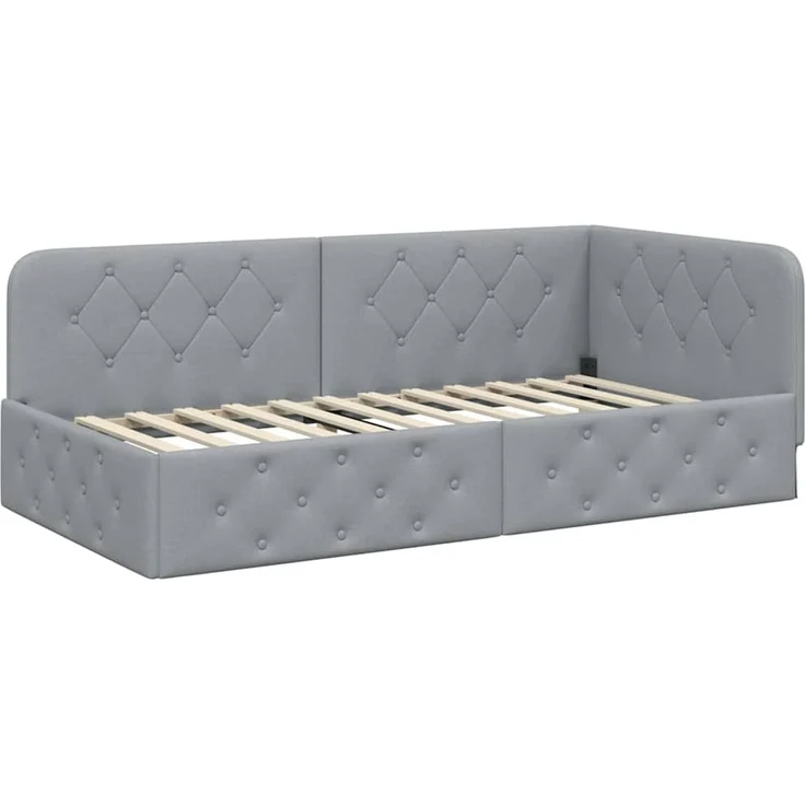vidaXL Eckbettgestell Hellgrau 100 x 200 cm Stoff 3394053 – Bild 5