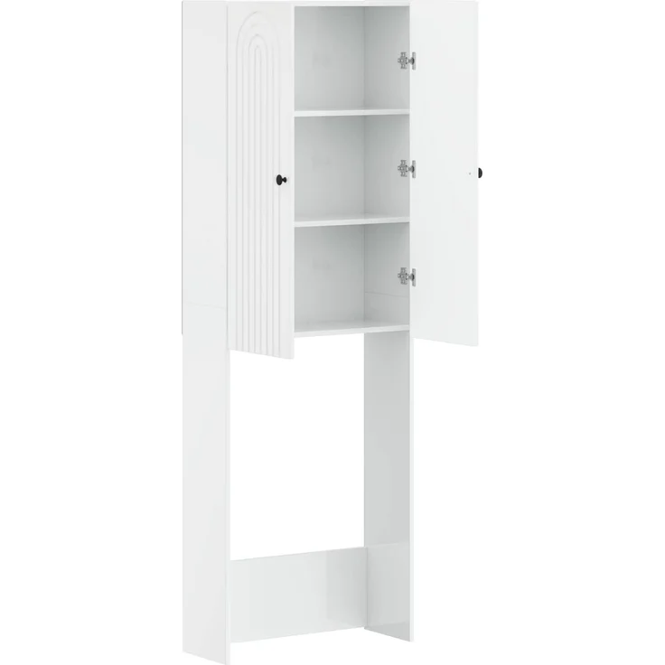vidaXL Toilettenschrank ALKMAAR Hochglanz Weiß 66 x 25,5 x 190 cm 896259 – Bild 4