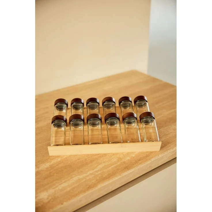 EmirtexHome Vorratsglas Vorratsdosen-Set geriffelt mit Akazienholzdeckel, 4-teilig, (4-tlg) – Bild 1