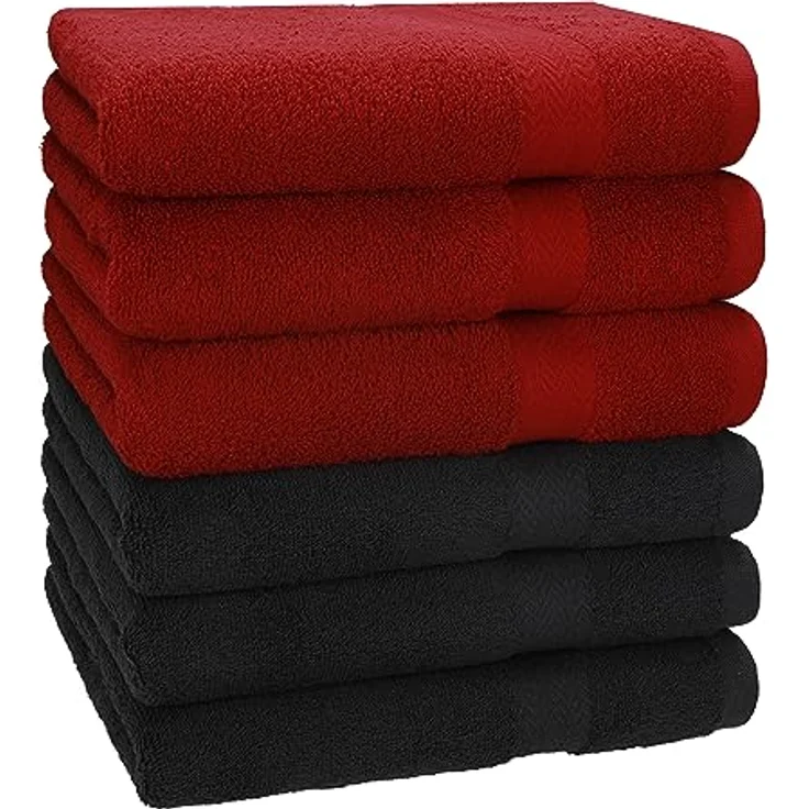 Betz Handtücher 6 Stück Handtuch Set 50 x 100 cm Premium Farbe rubinrot/Graphit Grau, 100% Baumwolle (Set, 6-St) – Bild 2