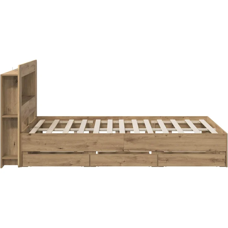 vidaXL Bettgestell mit Stauraum und Kopfteil Artisan-Eiche 3445807 – Bild 4