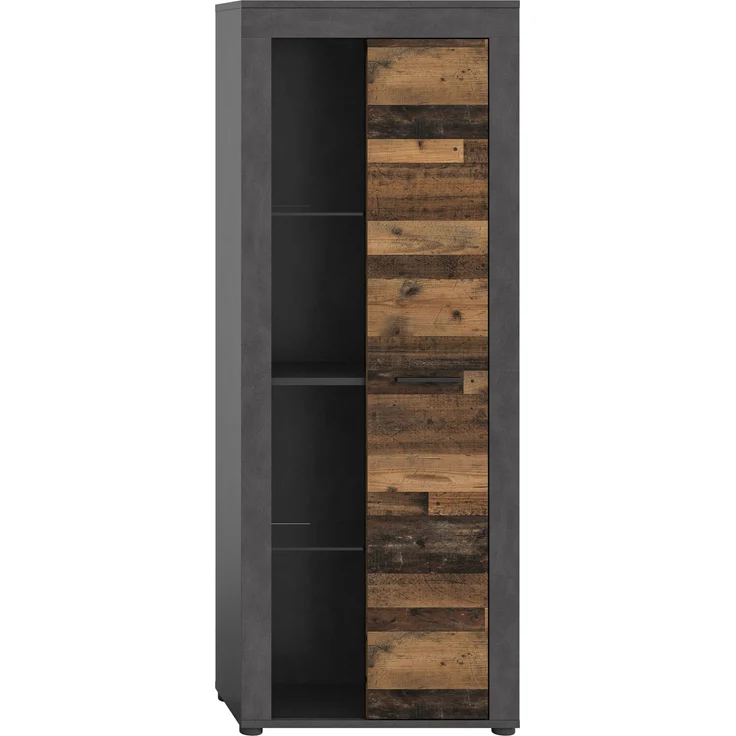 xonox. home Wohnen Jam X8BB4T10 Vitrine Glasvitrine Dekoschrank Glas-Kommode in Old Wood/Matera Nachbildung, ca. B/H/T: 60 x 159 x 35 cm – Bild 2