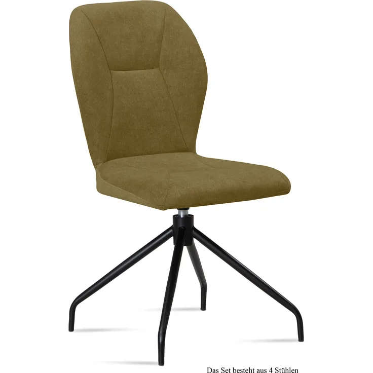 Esszimmerstuhl drehbar (4er-Set) Dorene 51x92x60 Schwarz/Olivgrün