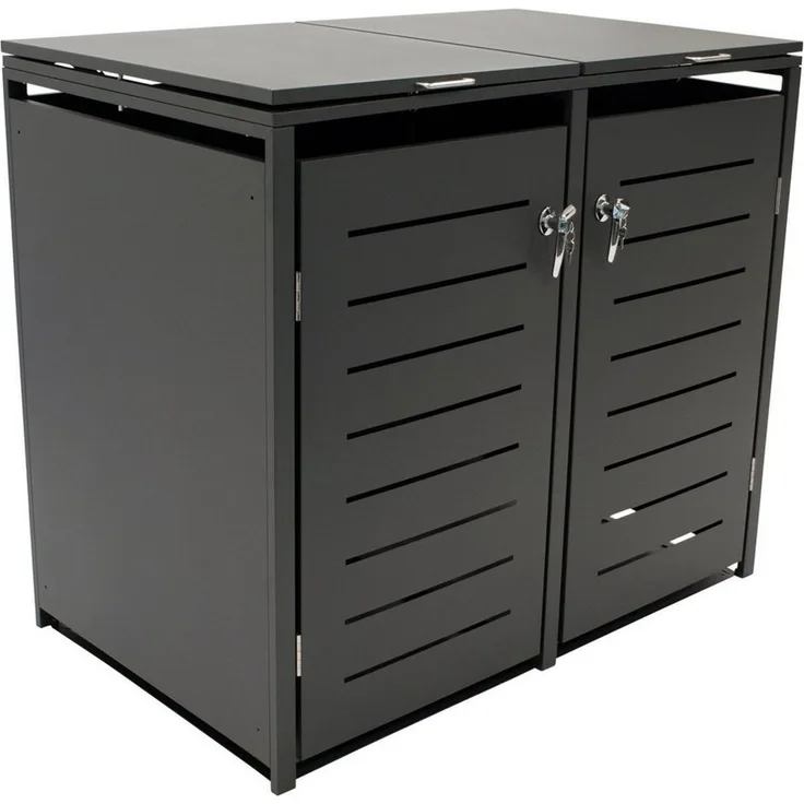 DEGAMO Mülltonnenbox KÖLN (1 St), Stahl grau, für 2 Tonnen 120 oder 240 Liter