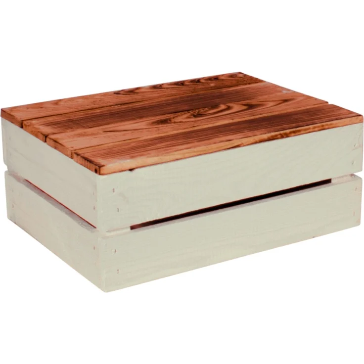 CHICCIE 2 Set Holzkiste Grete 38x28x15cm - Geflammt Weiß Obstkiste Dekokiste Weinkiste – Bild 6